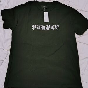 PURPLE Brand Black Gothic Logo Graphic T-Shirt Mens Medium BNWT